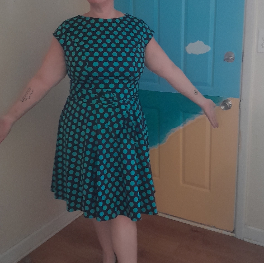 NWOT DRESSYSTAR RETRO Polka Dot Dress XL - Picture 1 of 9